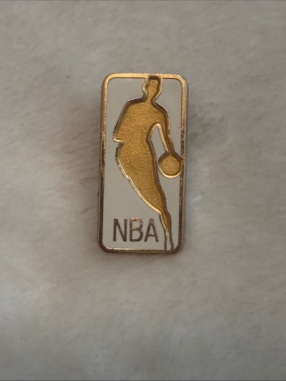 NBA Vintage 1996 Gold and White Enamel Basketball Logo lapel pin